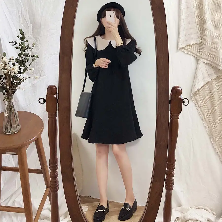 S XL размера плюс S XL новое осеннее платье девушки Бохо вечерние шифоновое женское винтажное платье с длинным рукавом Женские платья халат Vestido
