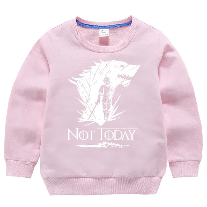 T110A-pink Детский хлопковый пуловер с принтом «Игра престолов не сегодня» для девочек топы для маленьких мальчиков, осенняя одежда свитшоты для мальчиков - Цвет: T110A-pink