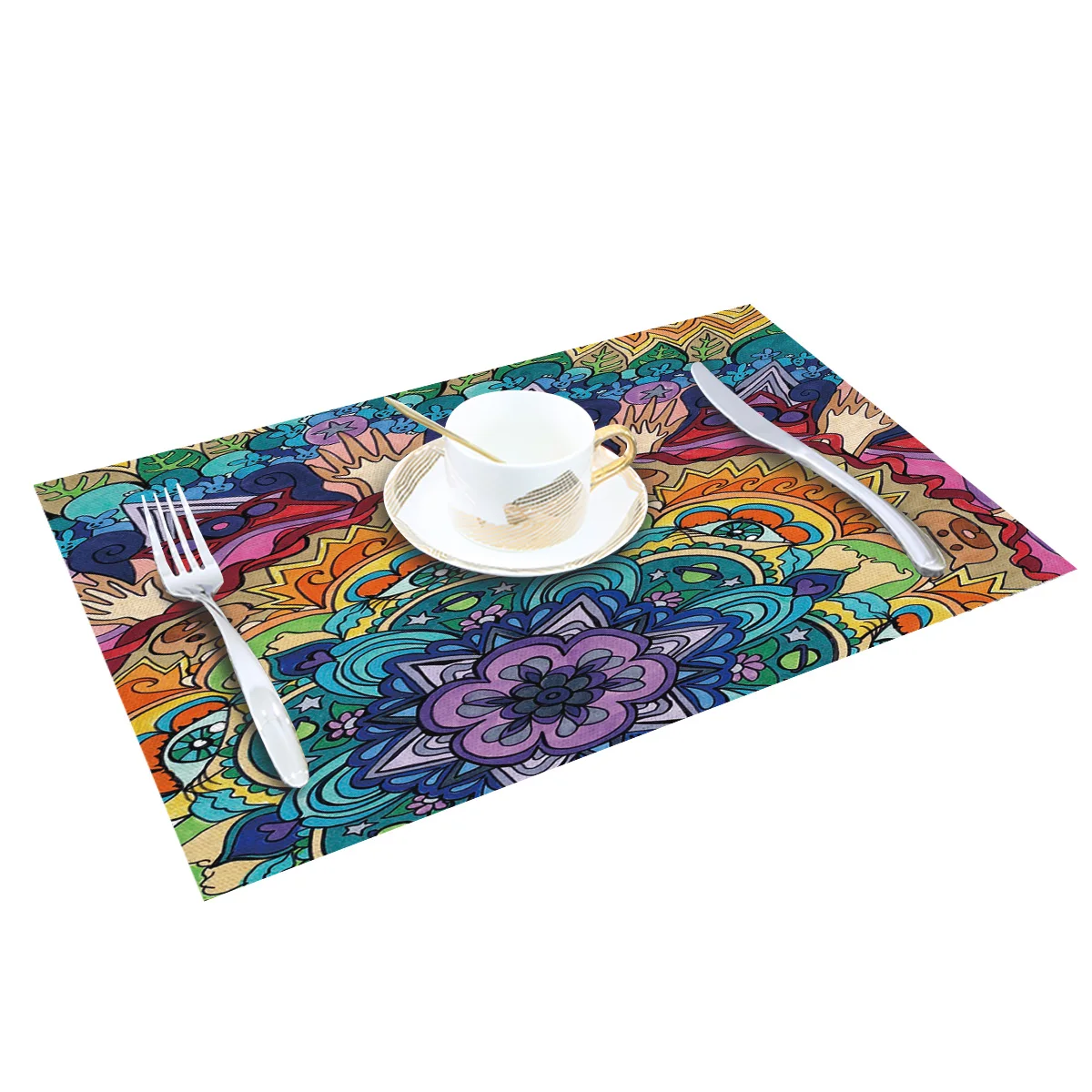 4/6pcs Set Table Mats Colorful Mandala Abstract Pattern Printed Table Napkin Kitchen Accessories Home Party Decorative Placemats