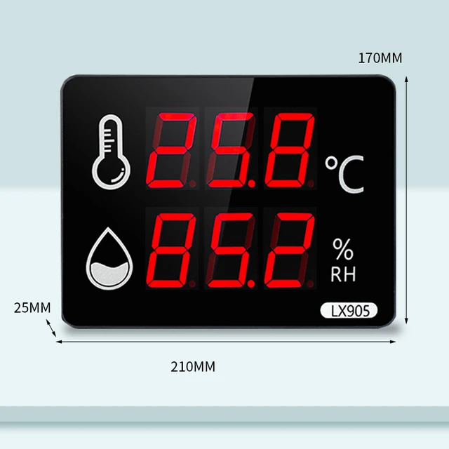 Thermometer Hygrometer with Large LED Display Wall-Mounted Desktop