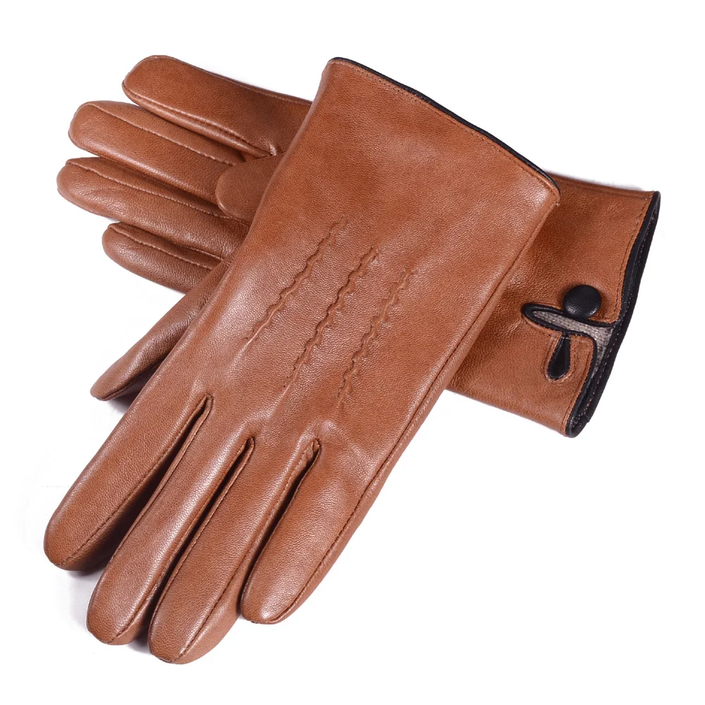 Men's Real Leather Vegetable Tanned Leather Winter Warm Tan Wrist Button  Driving Riding Short Gloves - AliExpress 200000297