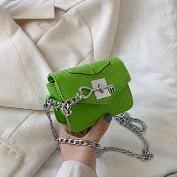 

FANTASY 2020 Newest Mini Metal Love Heart Key Lock Handbags For Women PU Leather Messenger Shoulder Bag Chain Cute Crossbody Bag