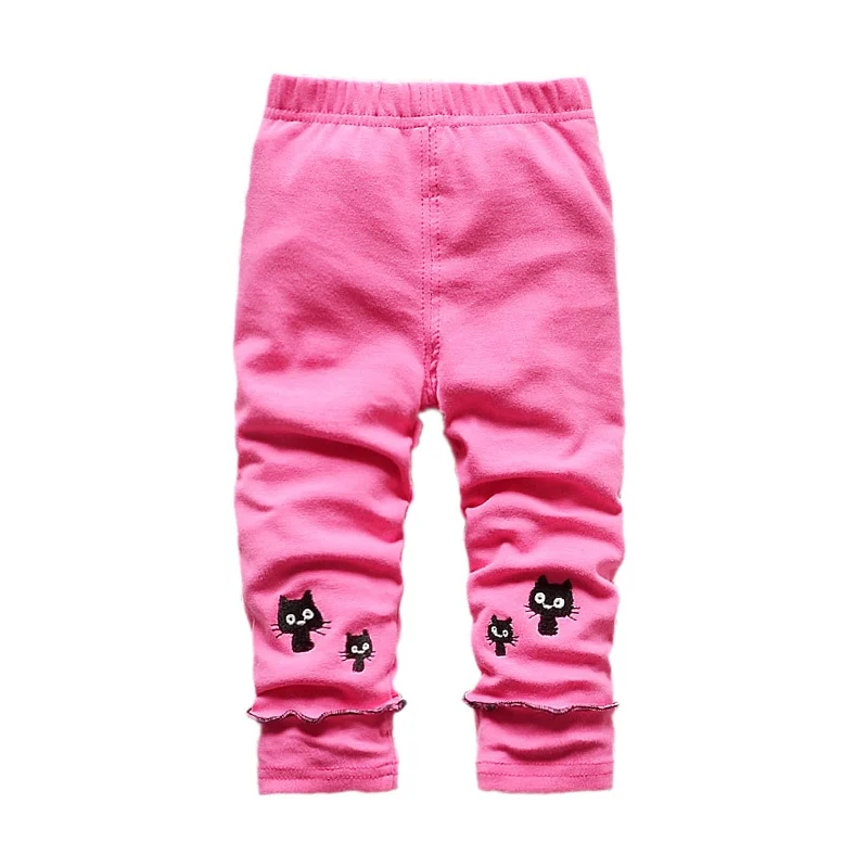 Штаны для новорожденных девочек; Одежда для маленьких девочек; осенние хлопковые леггинсы с эластичной резинкой на талии; дизайн с рисунками животных - Цвет: Красный