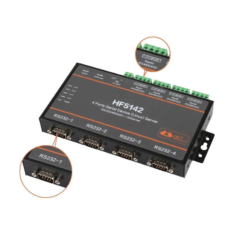 High Flying HF5142B 4 Ports Industrial Cortex-M3 Serial RS232 RS485 RS422 to Ethernet TCP IP Telnet Multiple Port Server | Электронные