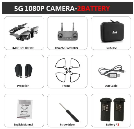 FN Drone S20 Дрон gps HD 720P 1080P камера Квадрокоптер парящий FPV Квадрокоптеры однокнопочный возврат RC вертолет сумка для хранения t - Цвет: 1080P5G-2Batteries