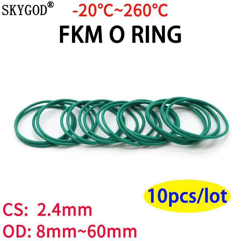 10pcs CS 2.4mm OD 860 mm Green FKM Fluorine Rubber O Ring Sealing