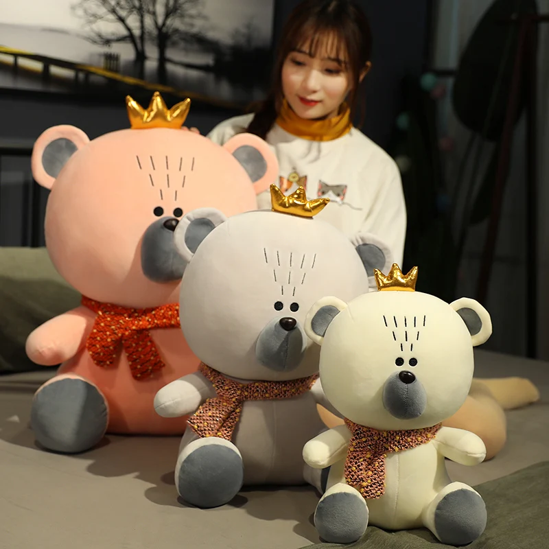25/35/45/60cm 3 Colors High Qulity  Cute Crown Bear Stuffed Soft Plush Toy for Child Girls Lover Birthday Valentine's Gifts