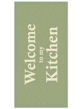 

Panorama Vinyl Kitchen Rug Welcome to my Kitchen Green - Kitchen Carpet Anti-Slip Flame Retardant - Living Room Rug - XXL Rugs - PVC Rugs