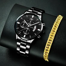 

2021 NEW Fashion Mens Watches Luxury Men Business Casual Stainless Steel Quartz Wristwatch Male Gold Bracelet Watch relogio