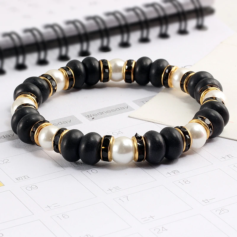 Женские винтажные браслеты из бирюзы искусственного жемчуга со стразами и