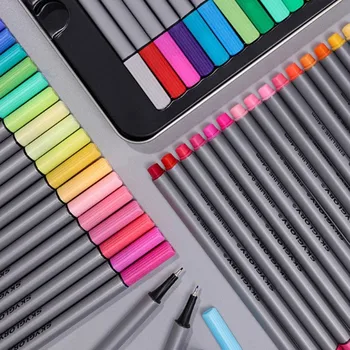 

20/24/48/72 Colors Line 0.4mm Office Sign Pens Felt Tip Water Based Ink for Office Sign Pen Student Painting Coloring Books