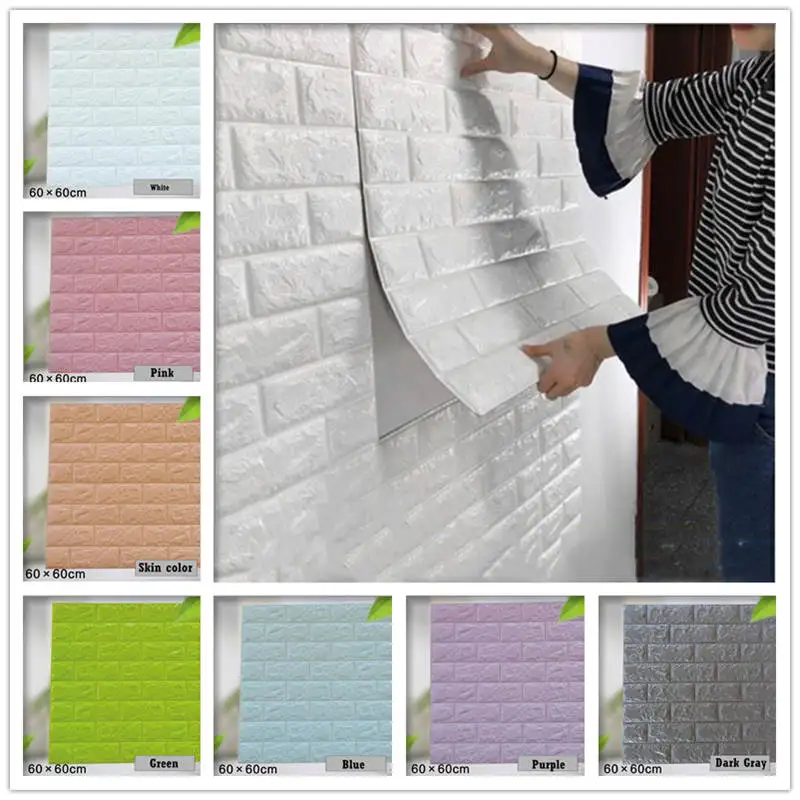 60*60 см 3D наклейки на стену DIY кирпичная Спальня Декор водонепроницаемые самоклеющиеся обои для детской комнаты гостиная кухня