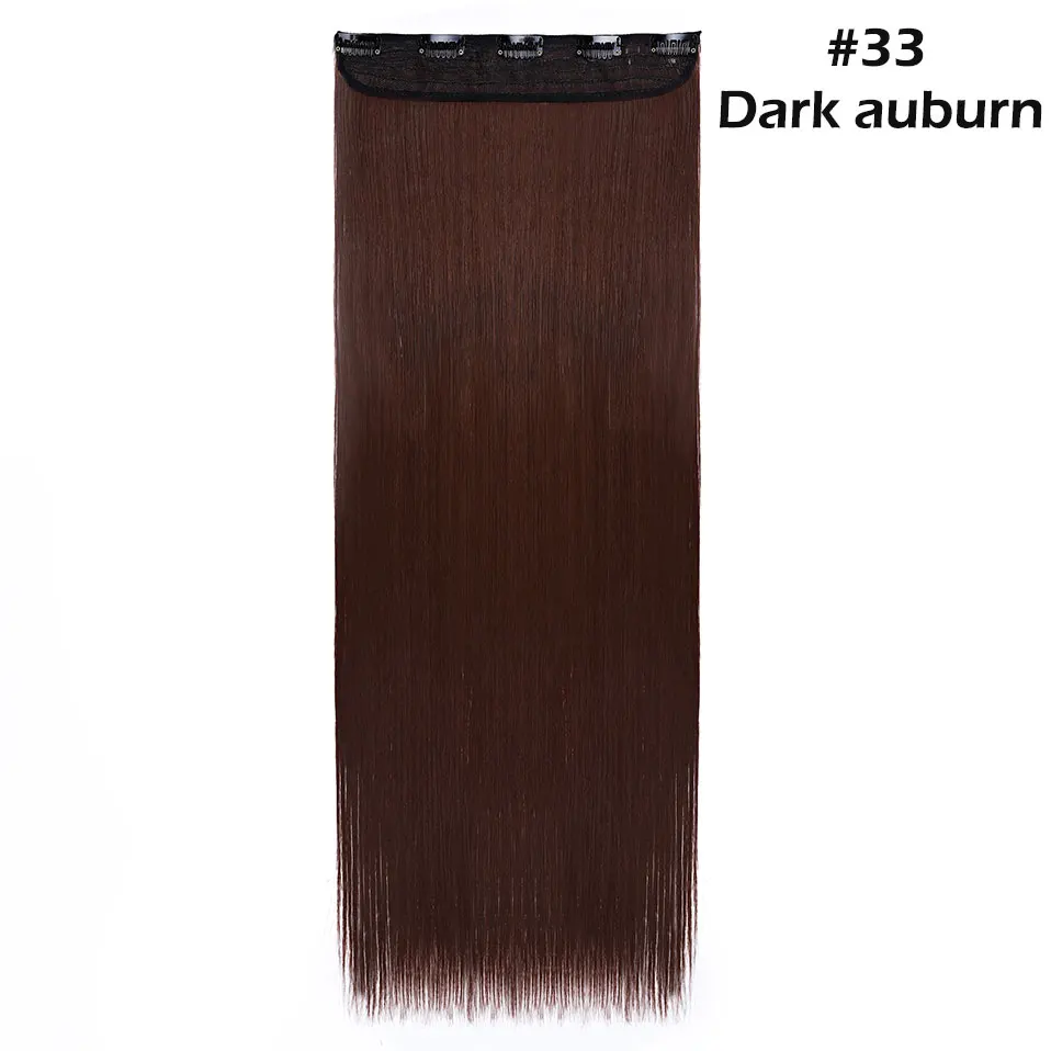 dark auburn S-nolilite 42 цвета 2" 24" 2" 30" Длинные прямые 5 клипсов в одной части волос удлиняющие синтетические наращенные волосы шиньон для женщин - Цвет: dark auburn