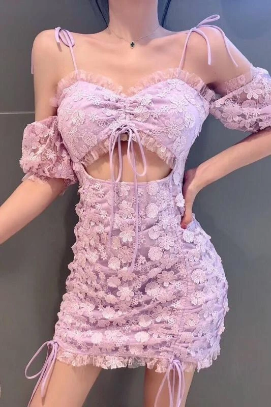 EASYSMALL For love lemons, женское платье, модное, сексуальное, открытая спина, высокое качество, фиолетовый цветок, вышивка, вечерние платья с высокой талией