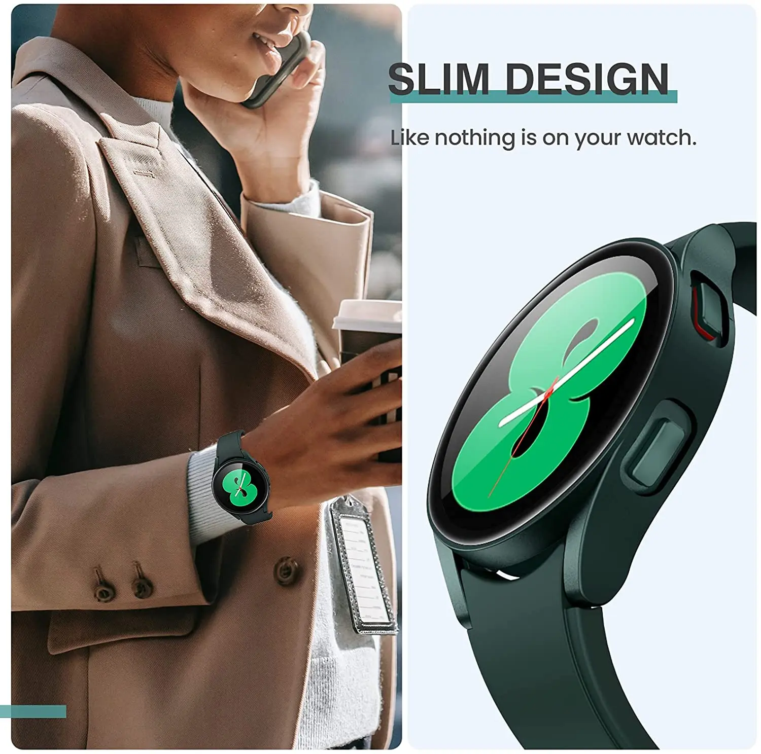 Tempered Glass+Matte Watch Cover for Galaxy Watch 4 Case 44mm 40mm，Bumper Full Screen Protector for Samsung Galaxy Watch4