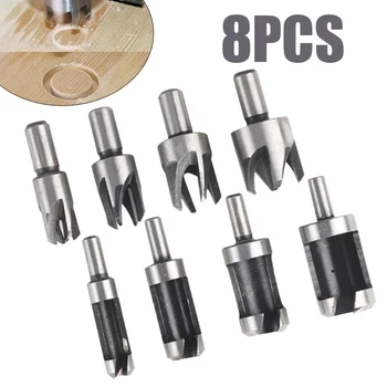 

8pcs/set Wood Plug Cutter Cork Cutter Drill Bit Claw Round Shank Carbon Steel Woodworking Tool Set 6/10/13/16mm