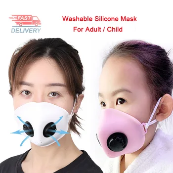 

Reusable silicone masks for Adult Children half face shield Dual Valve hepa filter anti dust Pm2.5 Respirator face Mouth Mask