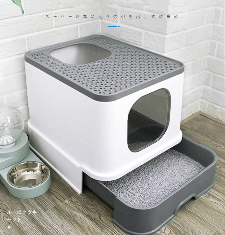 Fully Enclosed Cat Toilet Large Anti-spatter Drawer Top Into Cat Litter Box Deodorization Extra Large Oversized Cat Supplies Fully Enclosed Cat Toilet Large Anti-spatter Drawer Top Into Cat Litter Box Deodorization Extra Large Oversized Cat Supplies