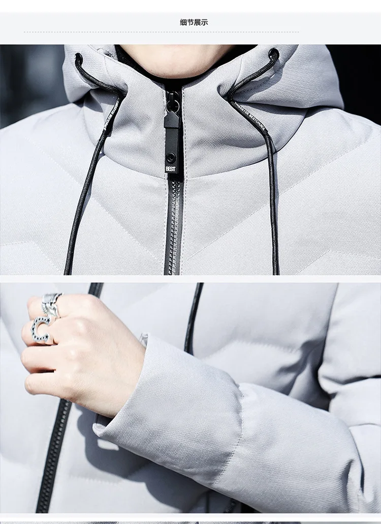 New Style Winter Mid-length Thick Cotton-padded Clothes Men Korean-style Slim Fit Youth Casual down Jacket Cotton-padded Cl