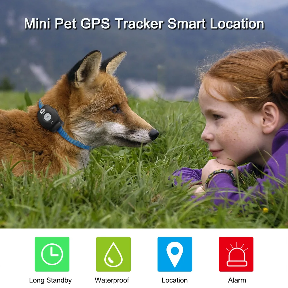 

Mini Waterproof GPS Dog Collar Tracker Locator for Kids Children Pets Cats Animal Vehicle Free APP for iOS/Android Web Tracking