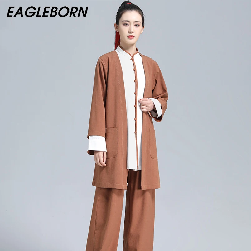 

New Three-piece Tai Chi Suit Chinese Traditional Men Women Cotton Linen Tai Chi Kung Fu Clothing Taoist Meditation Clothing Sets