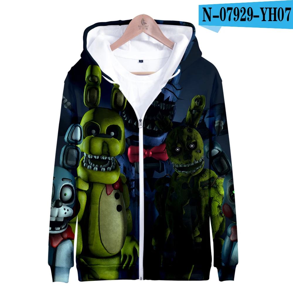 Толстовки с капюшоном для мужчин/женщин, унисекс, одежда с 3D принтом Five Nights At Freddy, пальто с капюшоном на молнии, Мужская одежда, повседневные толстовки, Топ - Цвет: Розовый