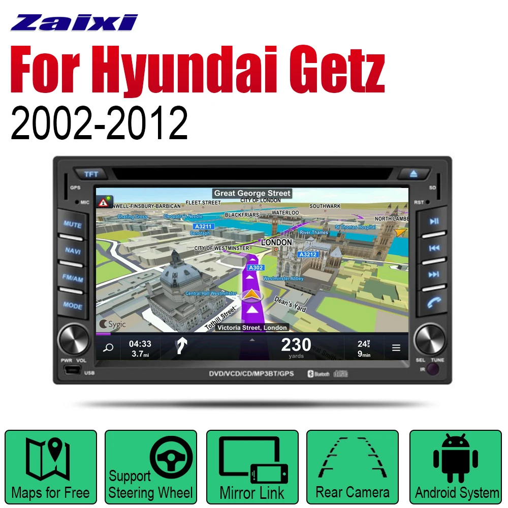 ZaiXi Android автомобильный DVD GPS Navi для hyundai Getz Prime 2002~ 2012 плеер навигация WiFi Bluetooth Mulitmedia система аудио стерео