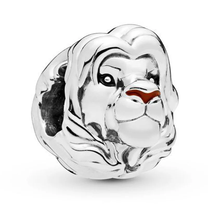 Розовая Корона карета камера Simba и Nala сердце динозавр Динозавр Шарм Подходит Pandora браслет бусины из стерлингового серебра 925 Шарм