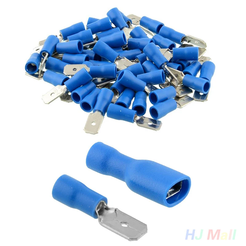 

Terminals Insulated Connectors 20Pcs(10Pairs) Terminal Vehicle Parts Accessories Video Electrical Wire Cable Crimp Set Blue