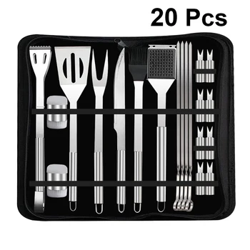 

20pcs Stainless Steel BBQ Tools Set Perfect Outdoor Barbecue Grill Utensils with Storage Bag