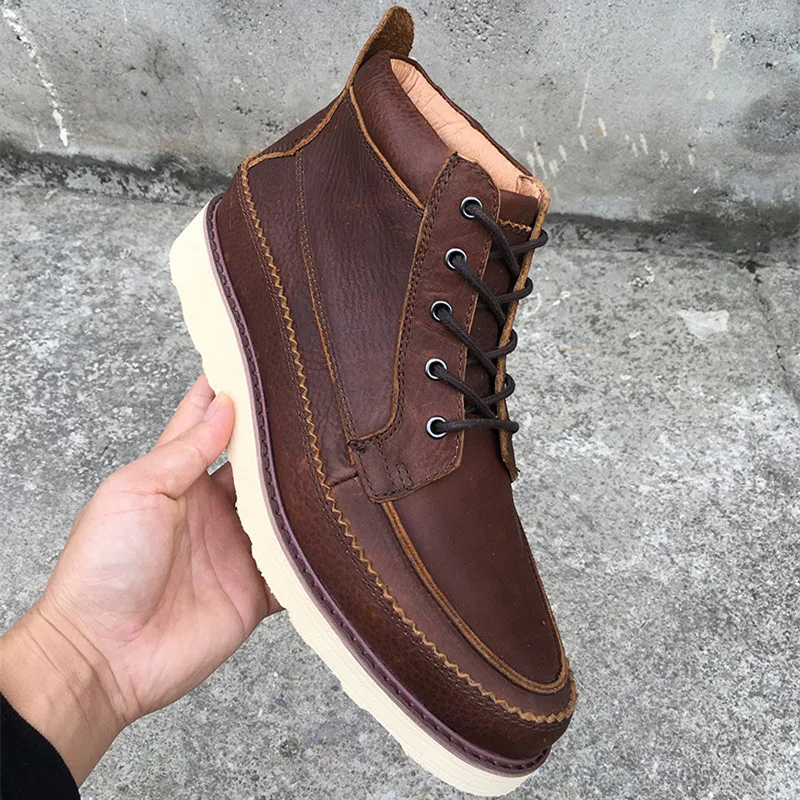 

Yomior Spring Winter Real Cow Leather Men Casual Shoes Vintage British Ankle Boots Tooling Desert Dress Work Motorcycle Boots