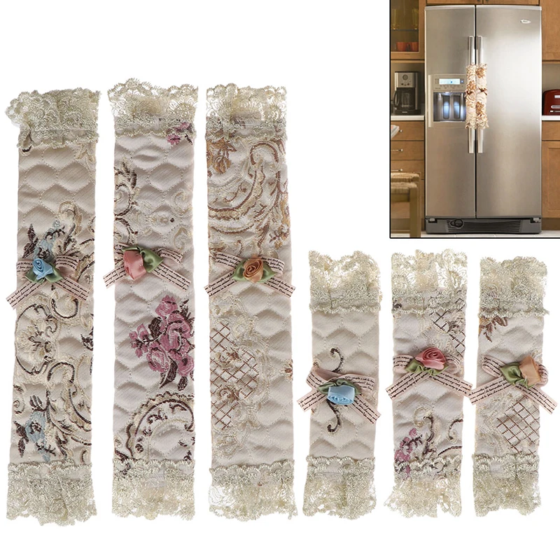1Pair Refrigerator Handle Cover Embroidered Lace Refrigerator Door Handle Covers