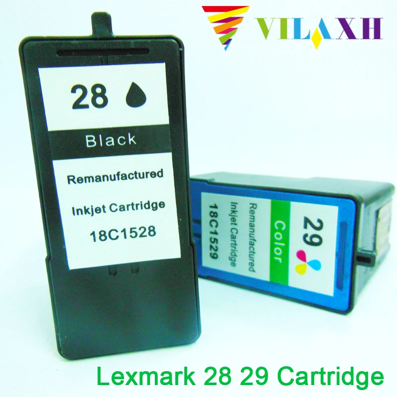 Vilaxh 2PK Черный и цветной чернильный картридж для Lexmark 28 29 Z845 X5410 X5490 X5495 X2510 X2530 X2550