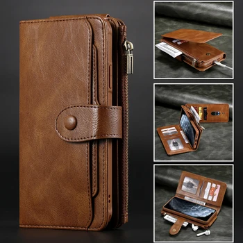 

Phone Case For IPhone XS Max Case Leather Wallet Flip Phone Cover Luxury Protective Magnetic Zipper Stand Card Slot Holder Case