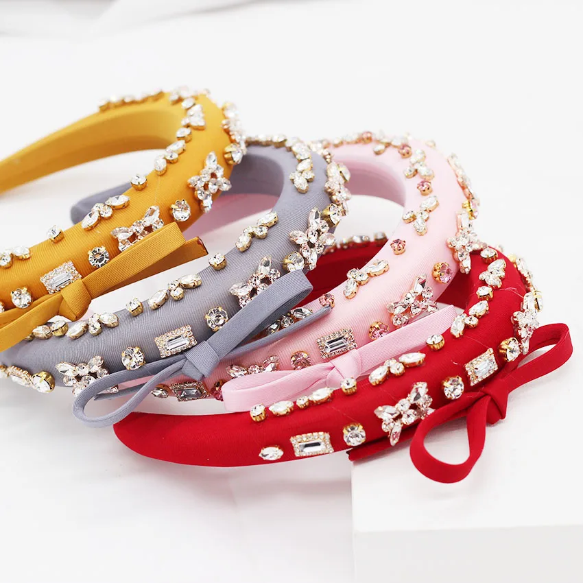 Beautiful fashion temperament ladies headband New Baroque fashion personality rhinestone bow girl headband 537
