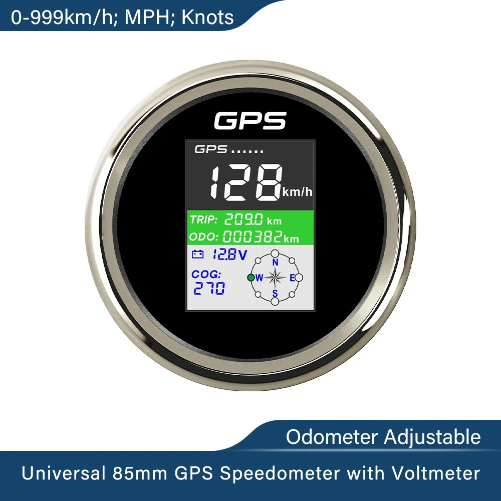 85mm Waterproof Digital GPS Speedometer Odometer COG Voltmeter GPS