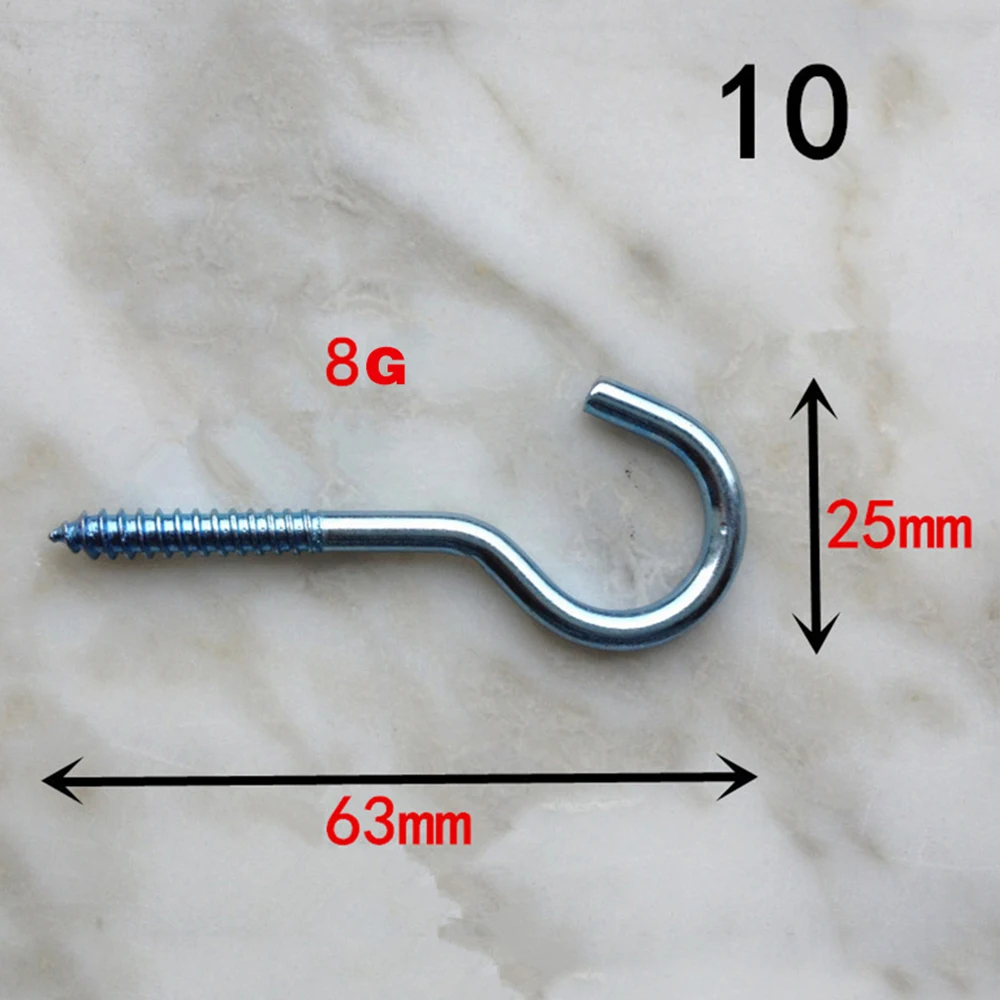 New 90Pcs Sheep Eye Hooks Question Mark Hook Metal Screw Threaded Peg 6 8 10 Sizes For DIY Arts,Crafts Leathercraft Accessories