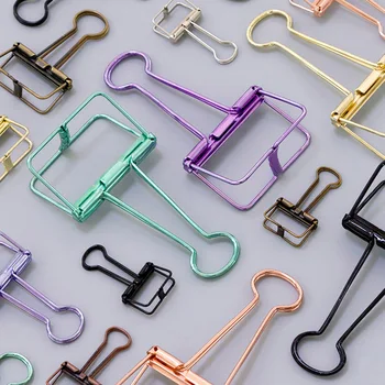 

5/10Pcs Novelty Hollow Metal Binder Clips,Clips for Office Folders, Large,Medium,Small Clips,8 Colors,Stationery Supplies