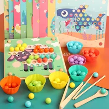 Jouets en bois Montessori pour enfants, mains, entraînement du cerveau, Clip de perles, planche de Puzzle, jeu de maths, jouet éducatif précoce pour bébés