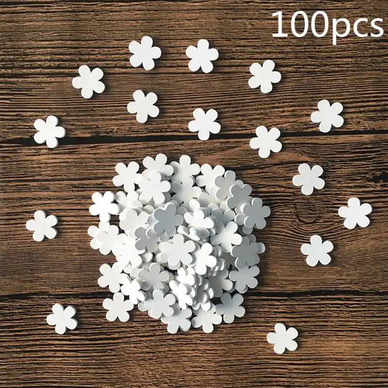 

100Pcs/Pack Cute 2 Sizes Love Heart Flower Shape Wedding Table Scatter Decor Rustic Wooden Wedding Decoration Buttons 2021