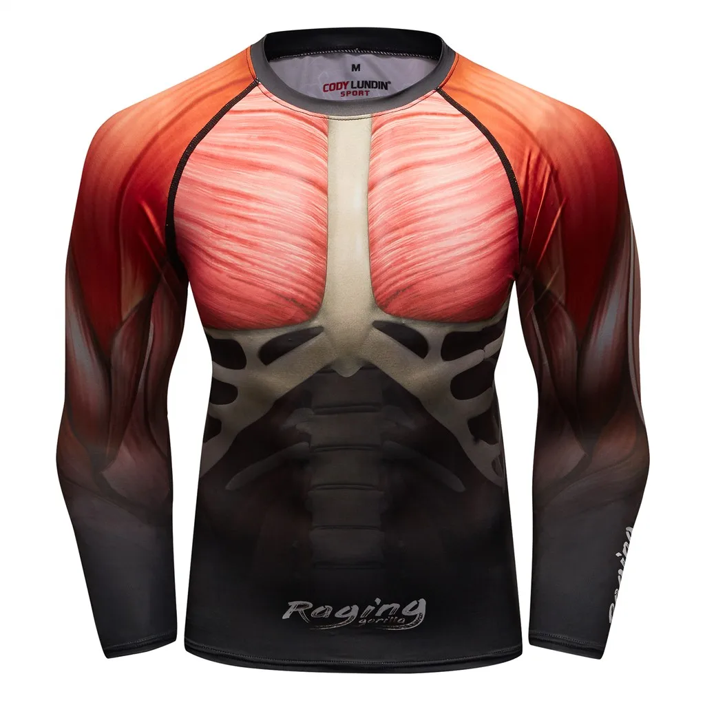Красный Для бега, фитнеса, Мужские дышащие с длинным рукавом, для йоги, фитнеса, с принтом, спортивная мягкая футболка, топ, блузка, спортивные колготки, тренировочный костюм#11 - Цвет: Красный