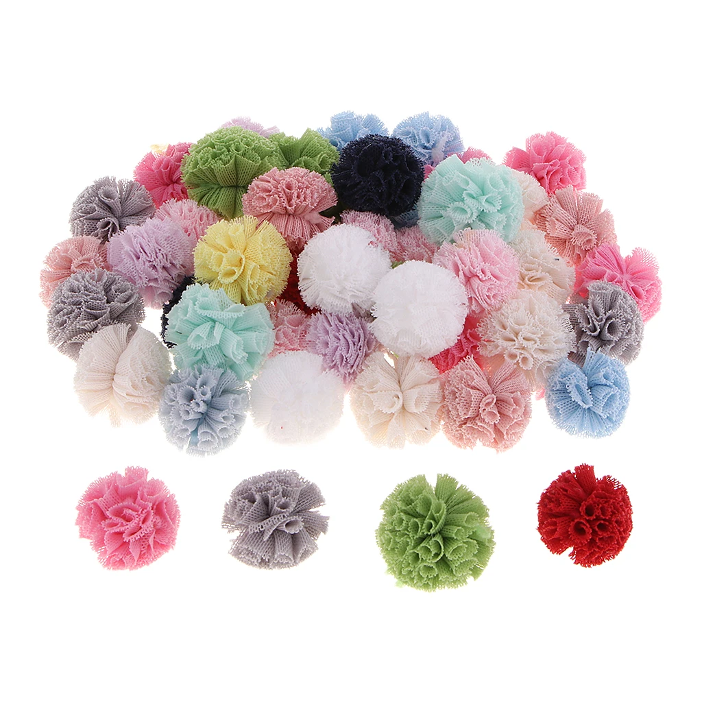 50 Pieces Mixed Pompom Ball Embellishment for DIY Hair Accessories 23mm