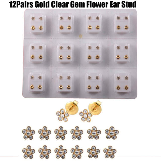 Sterilized Dozen Pack Gold & Silver Color Ear Cartilage Tragus Piercing Stud Earring Mixed Colors Shape Star Heart Pearl
