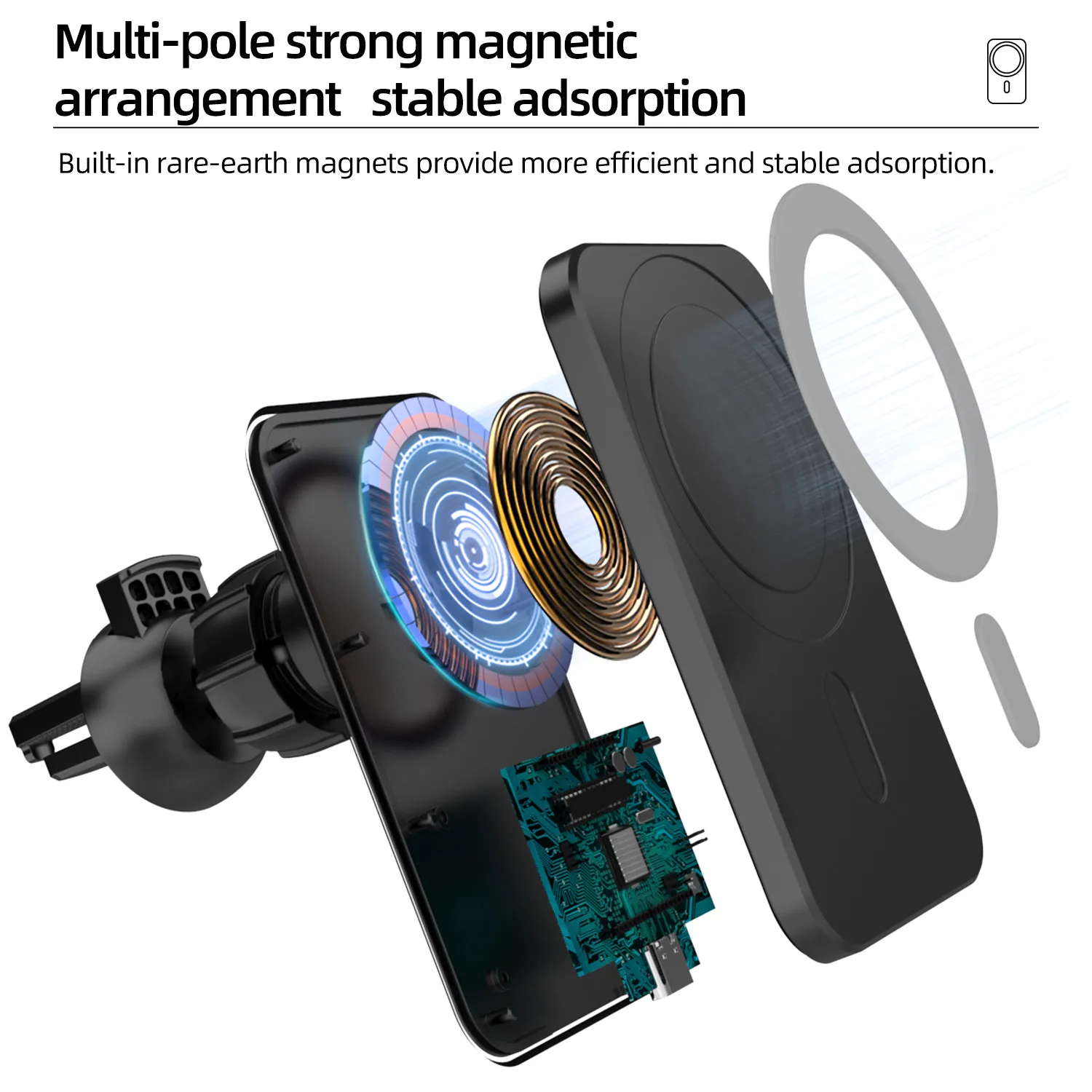 Newest Magnetic Wireless Car Charger Mount for iPhone 12 Pro Max mini Magsafe Fast Charging Wireless Charger Car Phone Holder