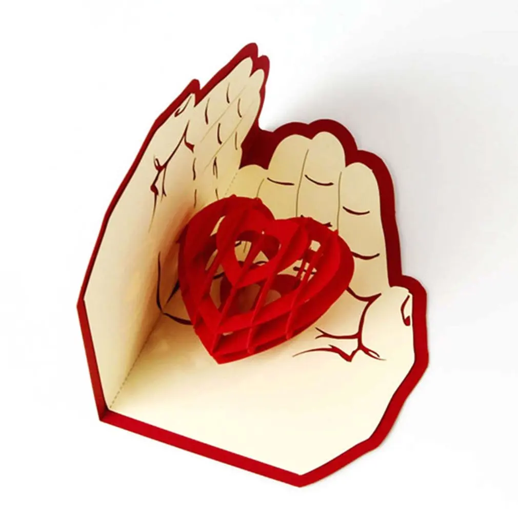 3D всплывающие поздравительные открытки подарок на день рождения карты красное сердце фестиваль открытка Винтаж приглашение свадьба любовные письма сообщения