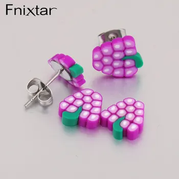 

Fnixtar 50Pairs Cute Grape Earrings Stainless Steel Soft Clay Earrings 2020 Fashion Statement Earrings For Womens Girls Jewelry