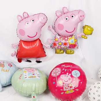 

11 pcs Peppa Pig Foil balloons baby birthday party decorations kids Baloons boy girl shower helium Dot latex balloon Kids toys