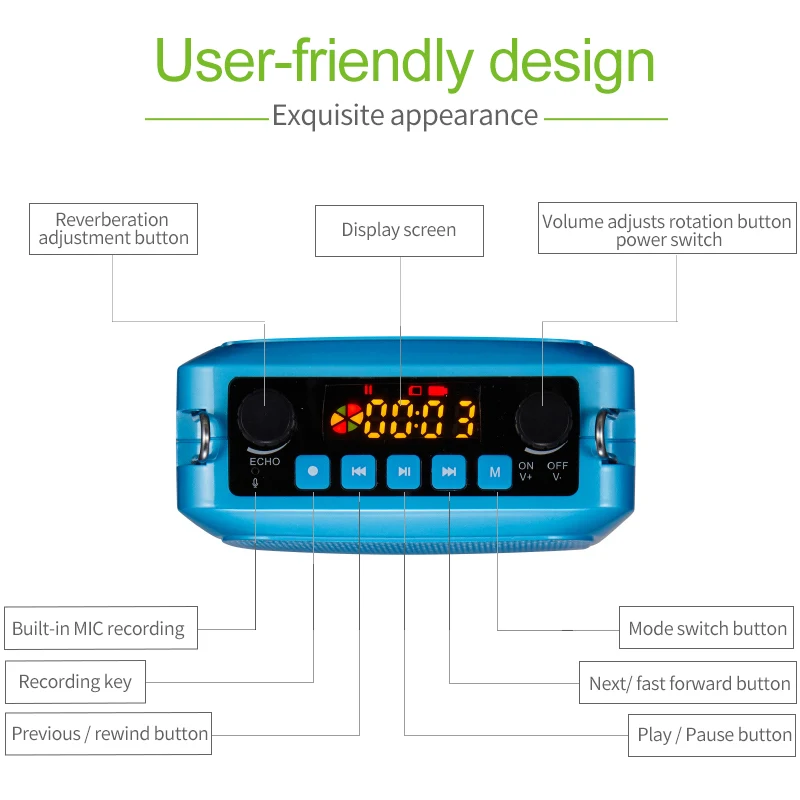 Shidu-amplificador de Voz Microfone sem Fio Aux para Professores Portátil Bluetooth Alto-falante Gravação S28 25w Uhf - Image 6