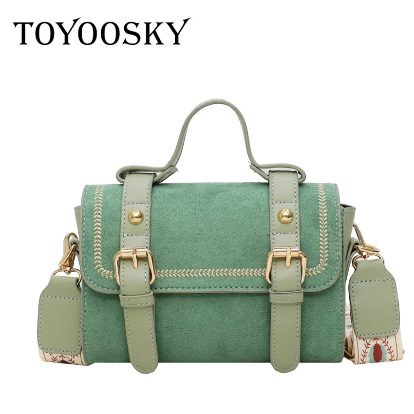 

TOYOOSKY Fashion Ladies Square Bag Preppy Style Nubuck Leather Women's Designer Luxury Handbag Satchels Shoulder Messenger Bags