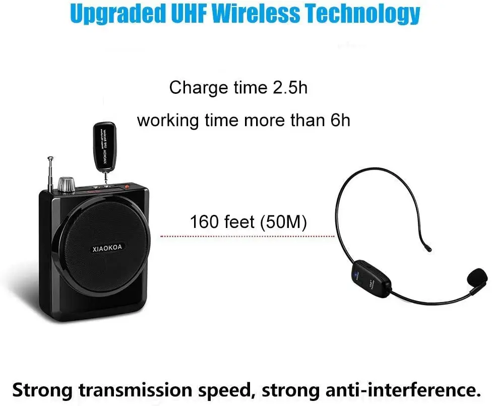 Fone de Ouvido sem Fio Fone de Ouvido Recarregável para Amplificador de Voz Uhf com Microfone 2 em 1 Alcance de 50m Wireless Xiaokoa - Image 4
